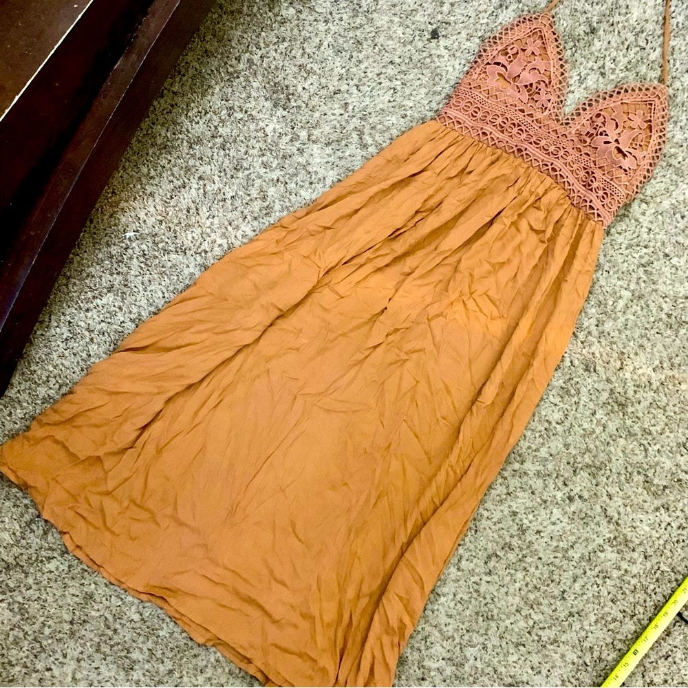 Burnt Orange Maxi Halter Dress